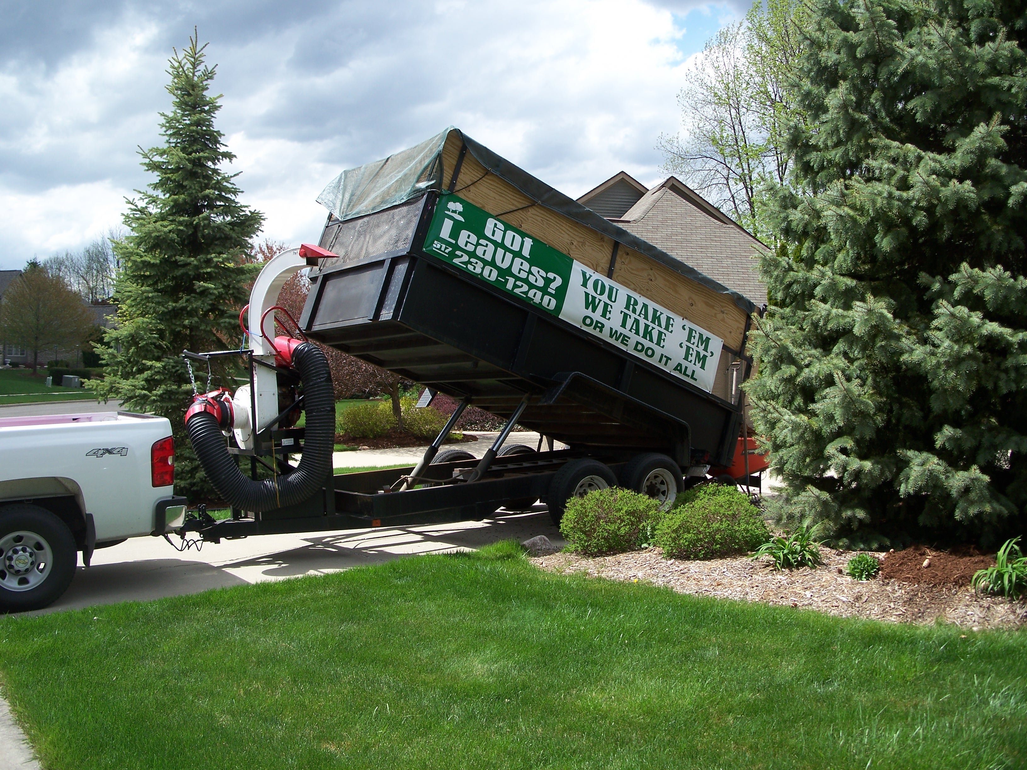 Twin Oaks trailer for mulch, stones, leaves and more.